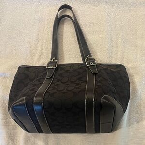 Coach Black and Brown Signature Shoulder Bag